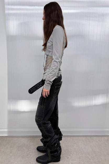 Motorcycle Style Low-Rise Casual Jeans