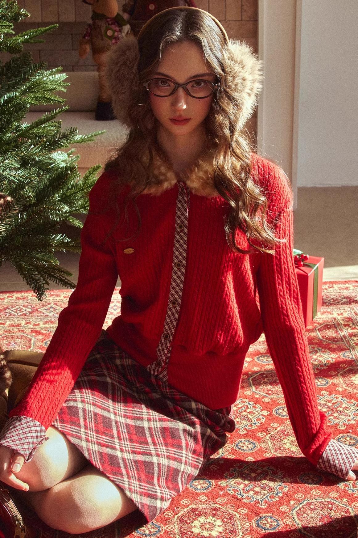 Retro Reindeer Plaid Sweater