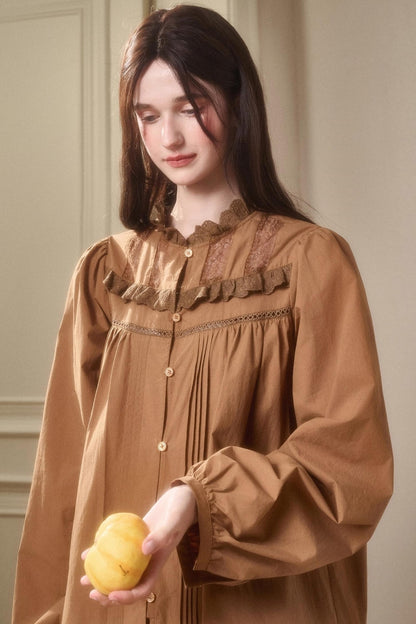 Cotton Lace Shirt With Skirt Set-Up