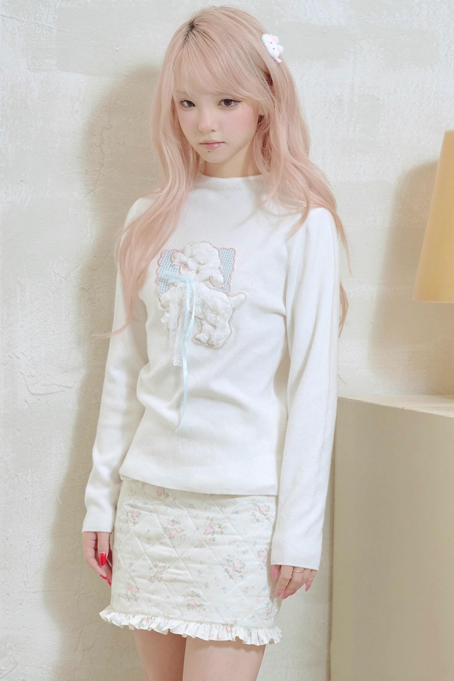 Lamb Bow Embroidered Sweater