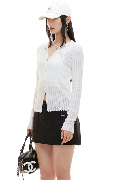 Sheep Wool Ribbon Knit Top