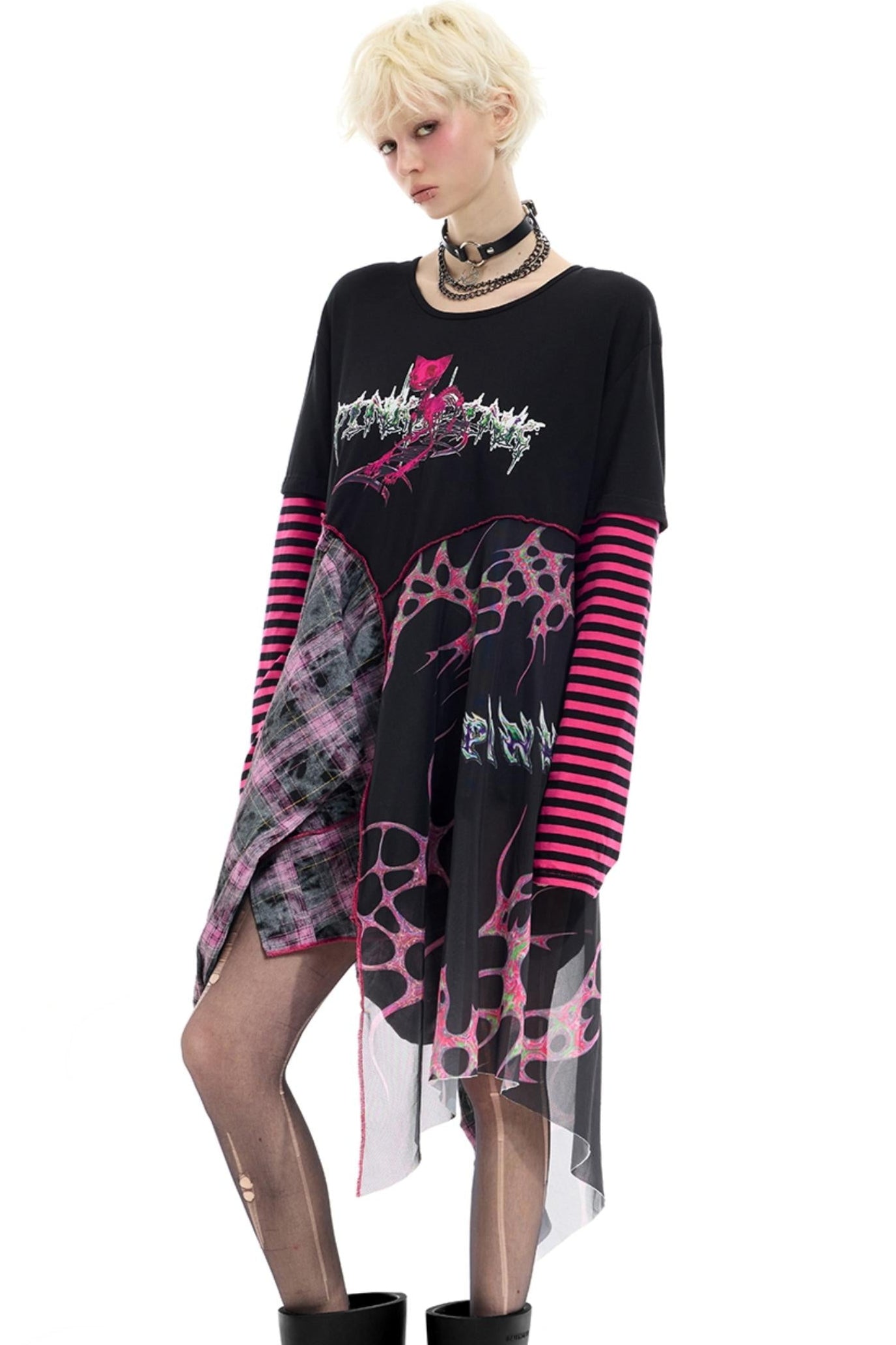 Striped Mesh Hottie Dress