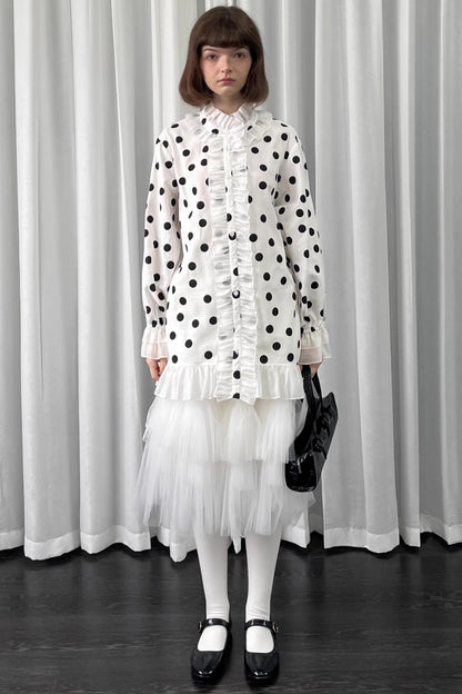 Polka Dot Lace Blouse Top