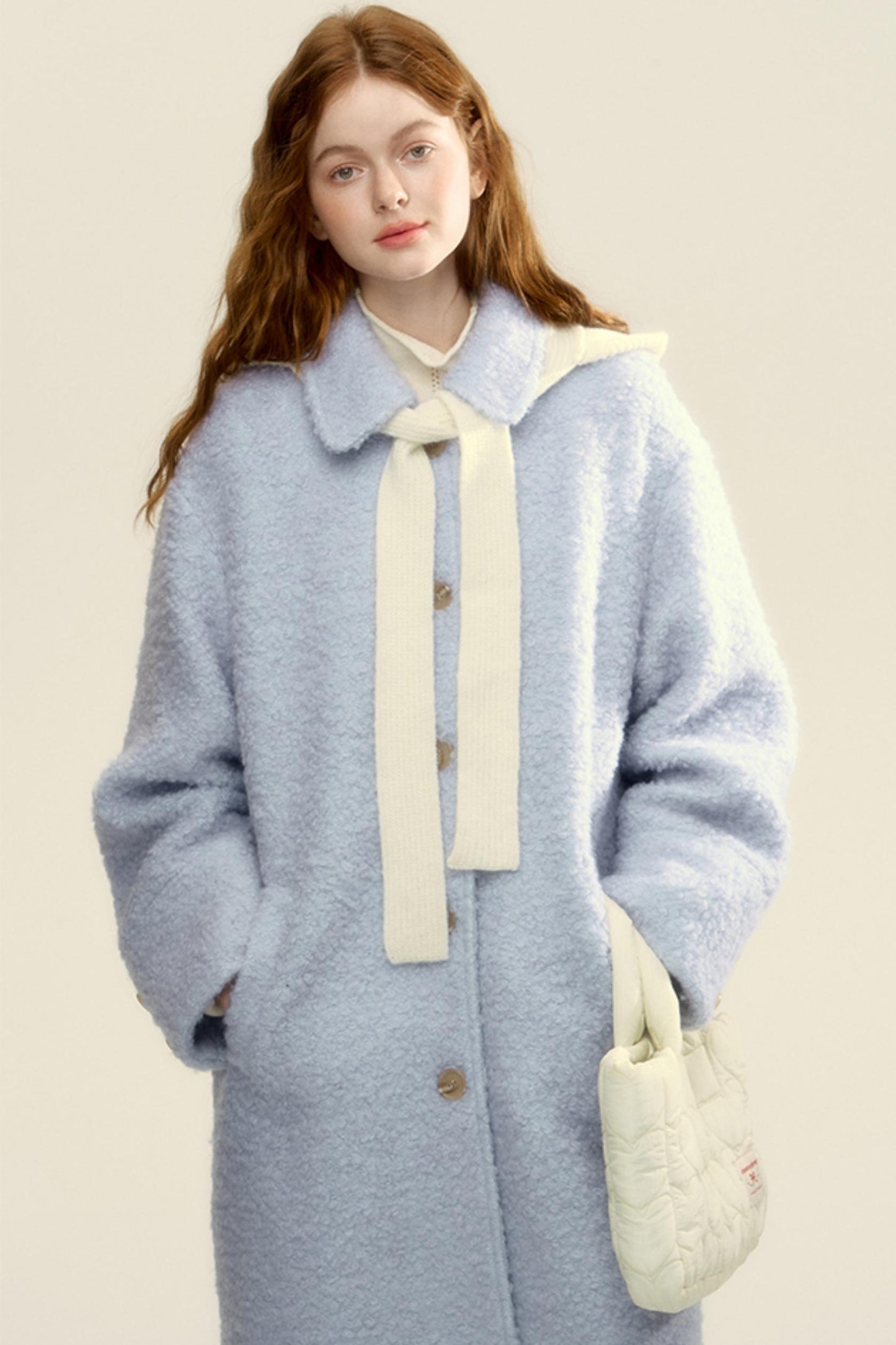 Gray Blue Woolen Hoop Coat