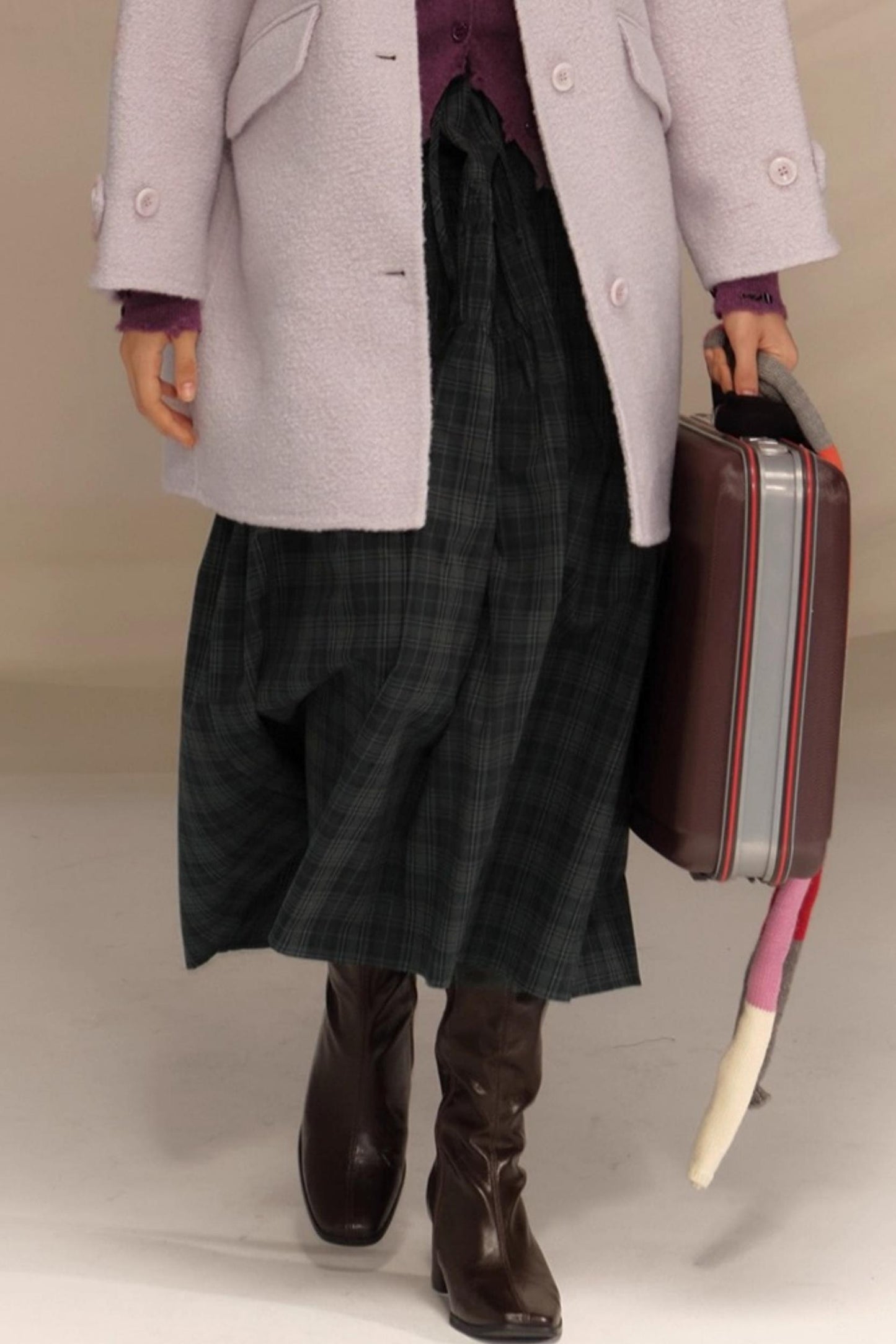 Vintage College Plaid Pleated Skirt