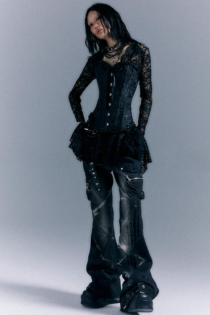 Lace Herringbone Corset Top Set-Up