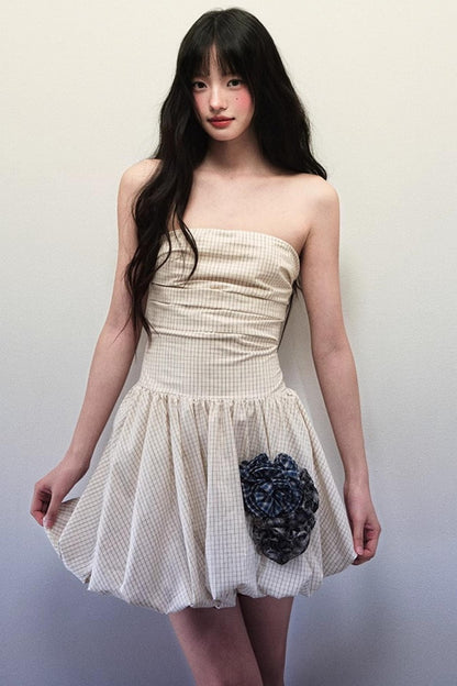 Apricot Beige Floral Waist Sheath Dress