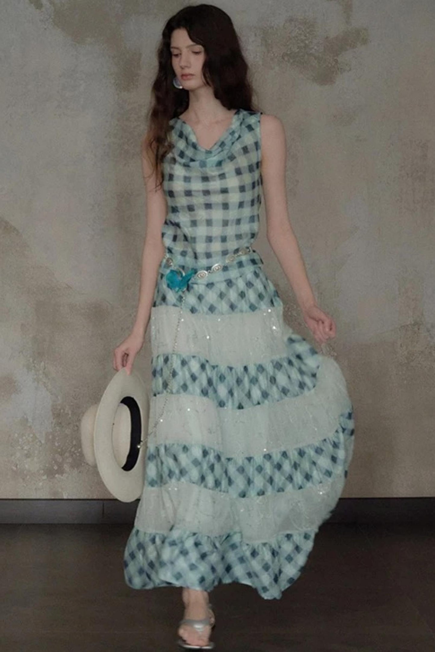 Moonfall Ice Blue Plaid Skirt