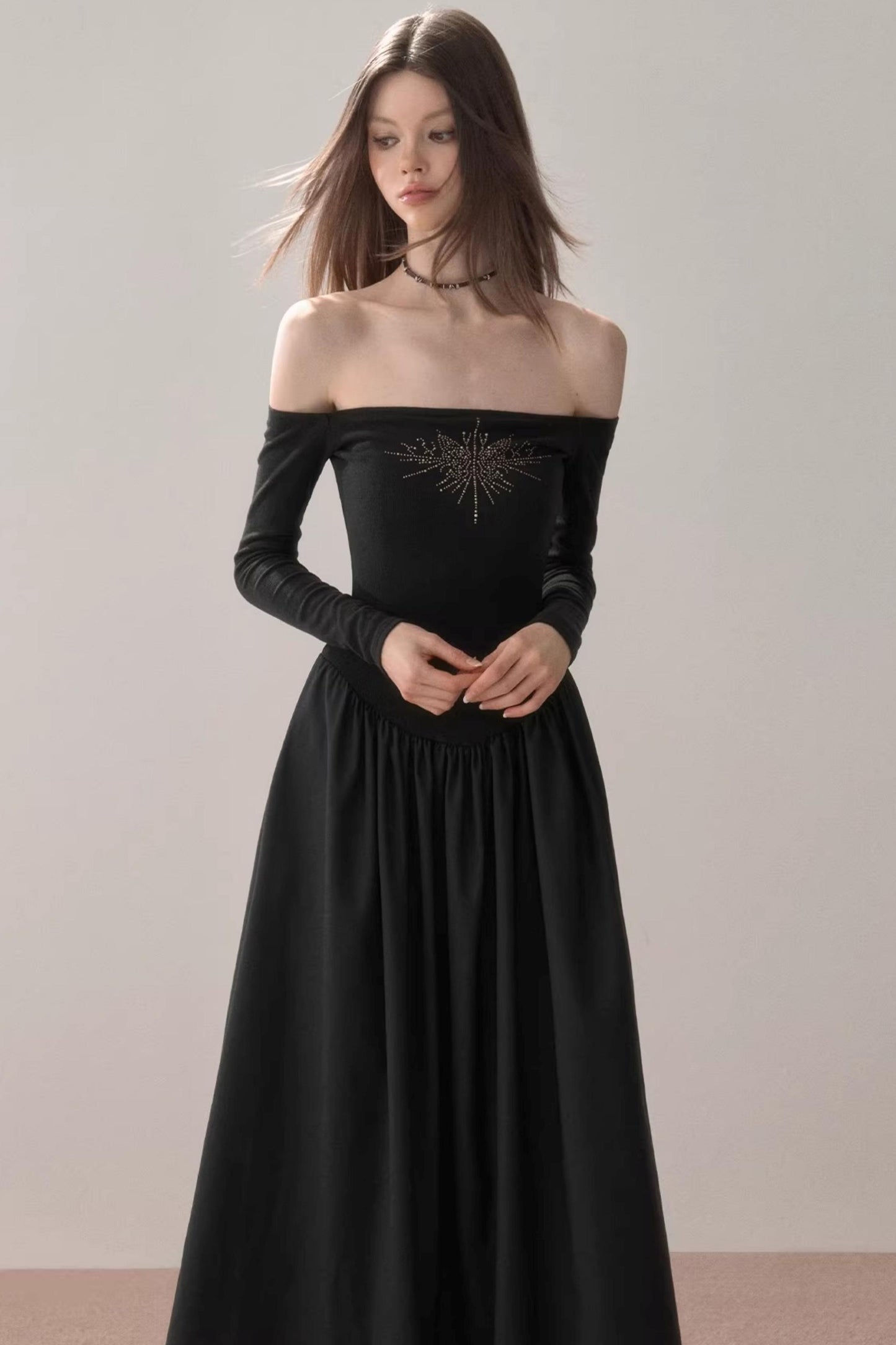 One-Shoulder Rhinestone Dress