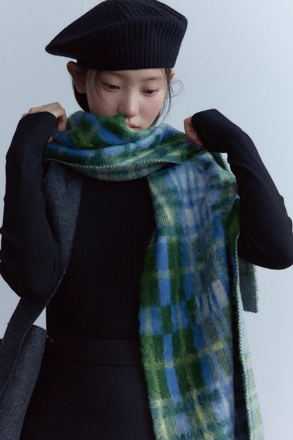 Sesame Plaid Wool Scarf