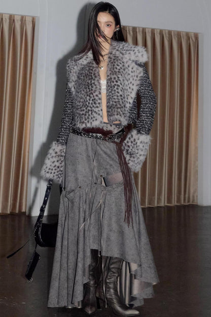 City Hunter Leopard Print Short Coat