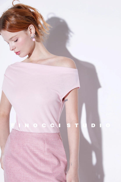 Nude Wool Pleated Top