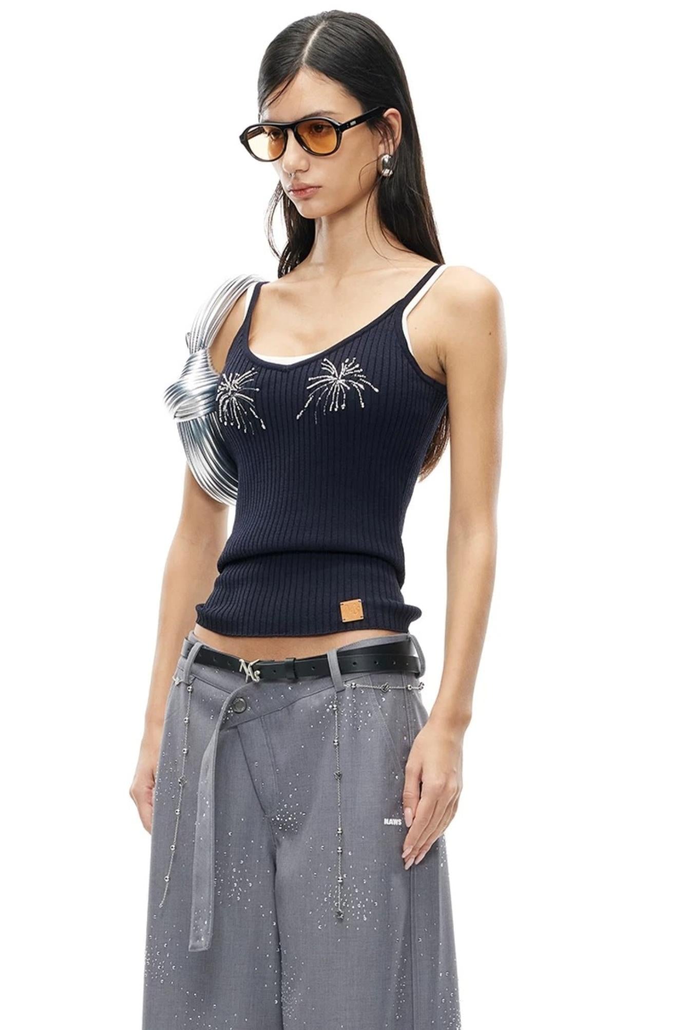 Sequin Beaded V-Neck Camisole