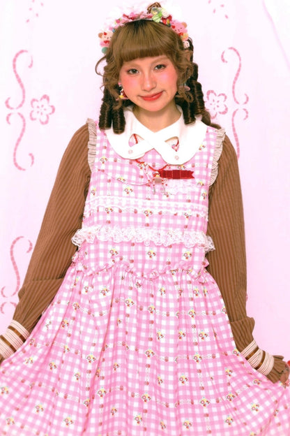 Pink Check Print Rabbit Sundress