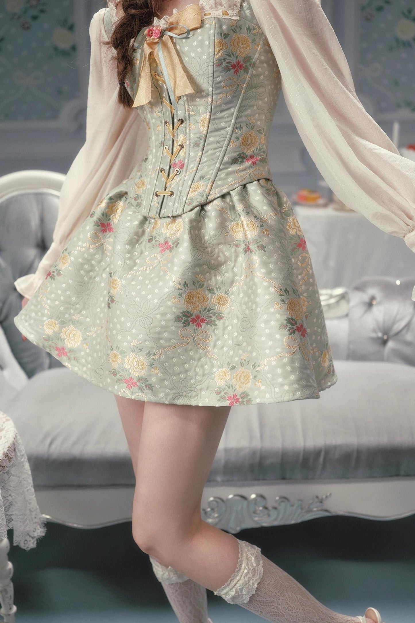 French Vintage Herringbone Dress