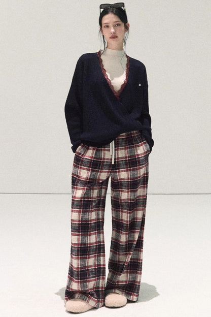 Pure Cotton Plaid Winter Pants