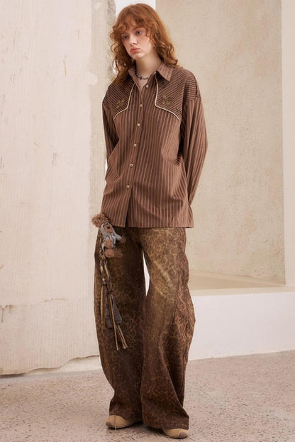 Suede Beaded Embroidered Shirt