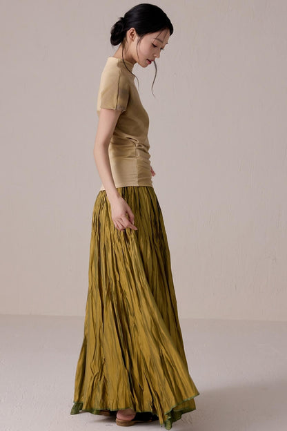 Pleated High Neck Tee