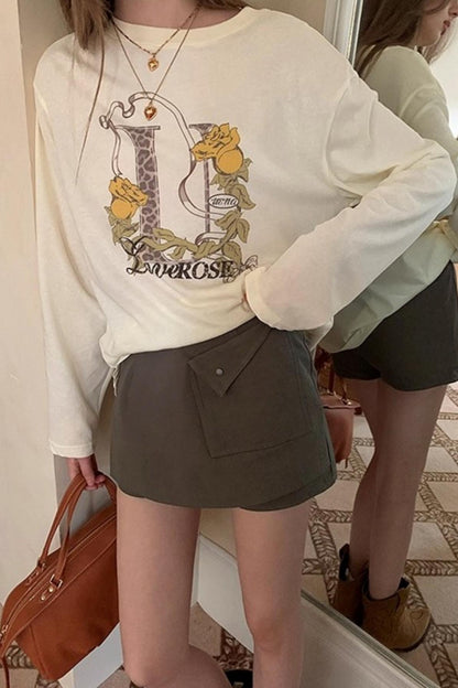 Cuffed Pockets A-Line Casual Cargo Shorts