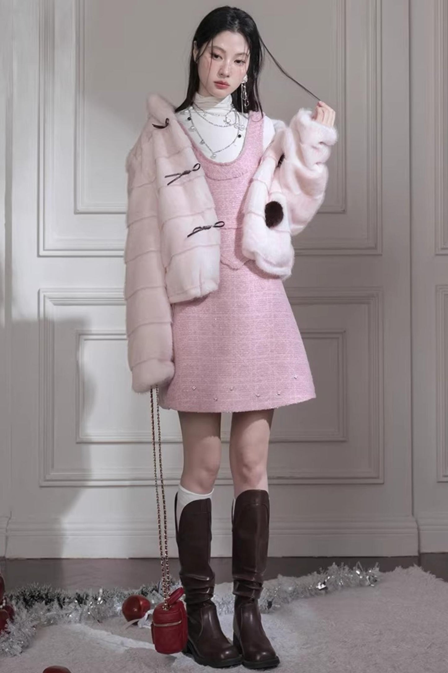 Peach Mousse Fox Fur Jacket