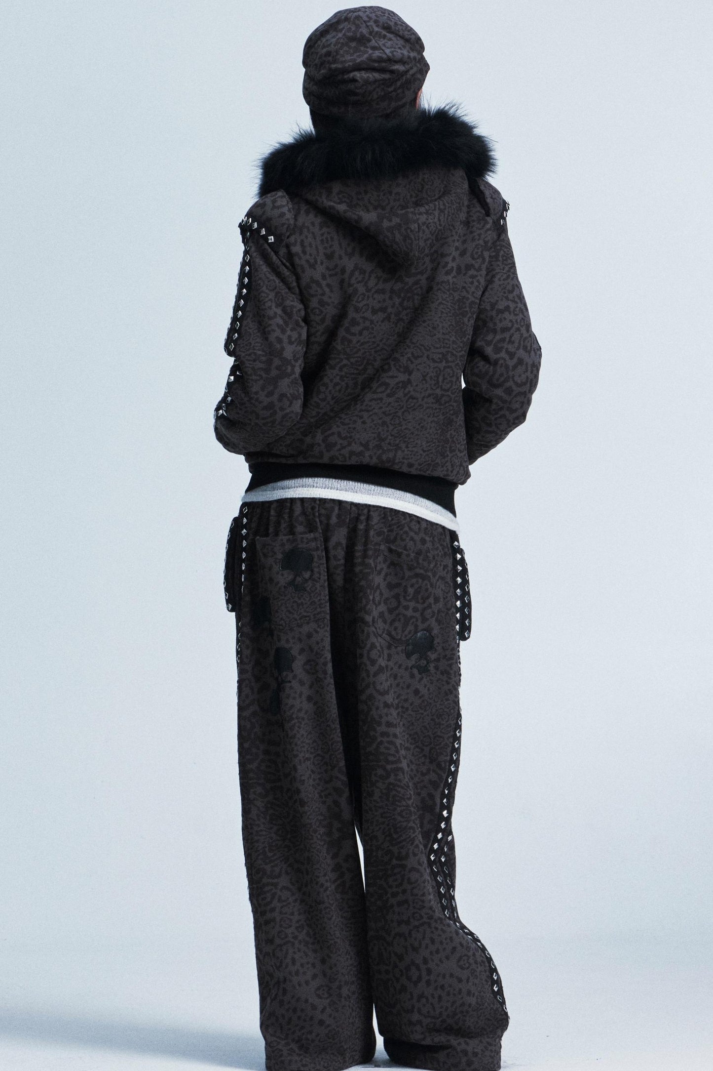 Leopard Print Hooded Jacket Set-Up