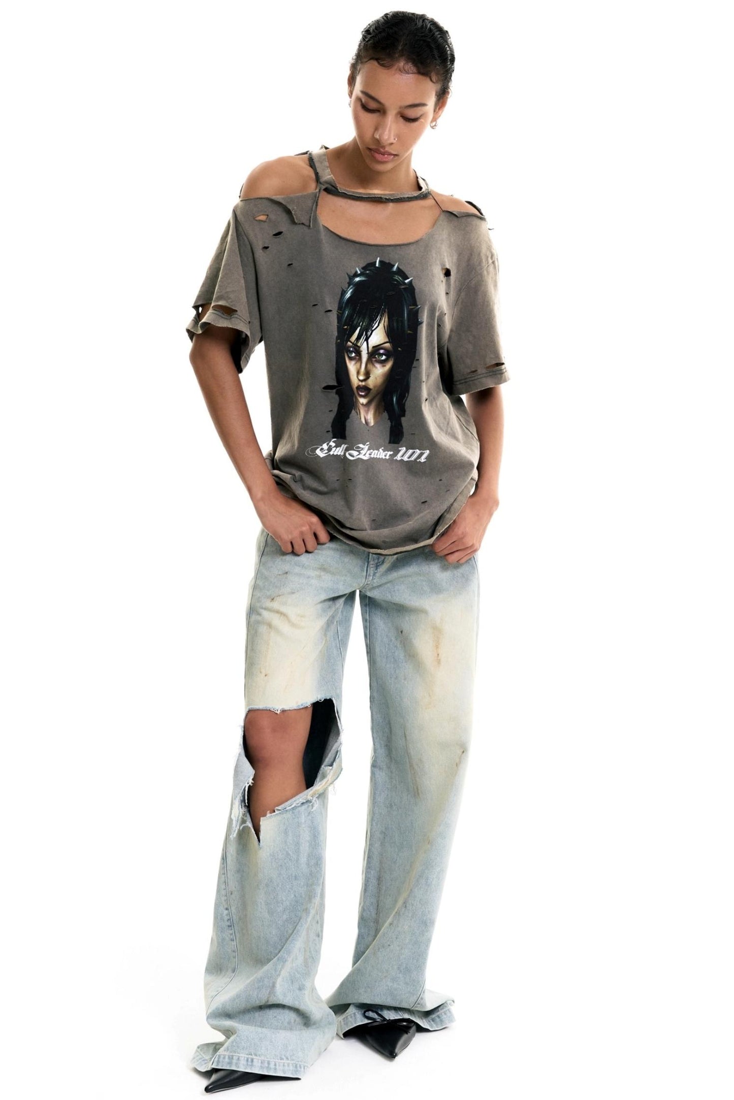 Spoiled Aesthetic Distressed Baggy T-shirt