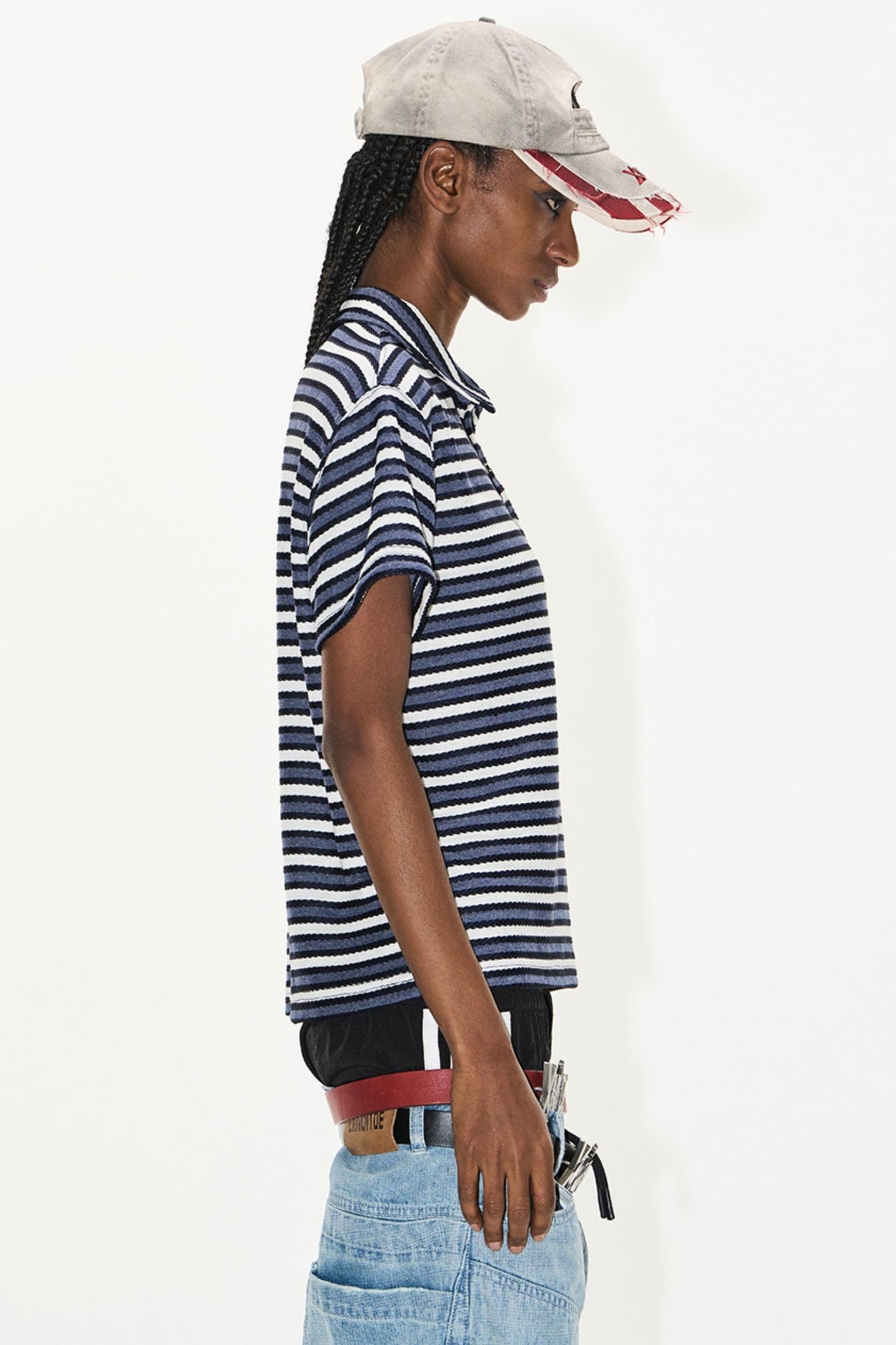Striped Embroidered Polo Tee