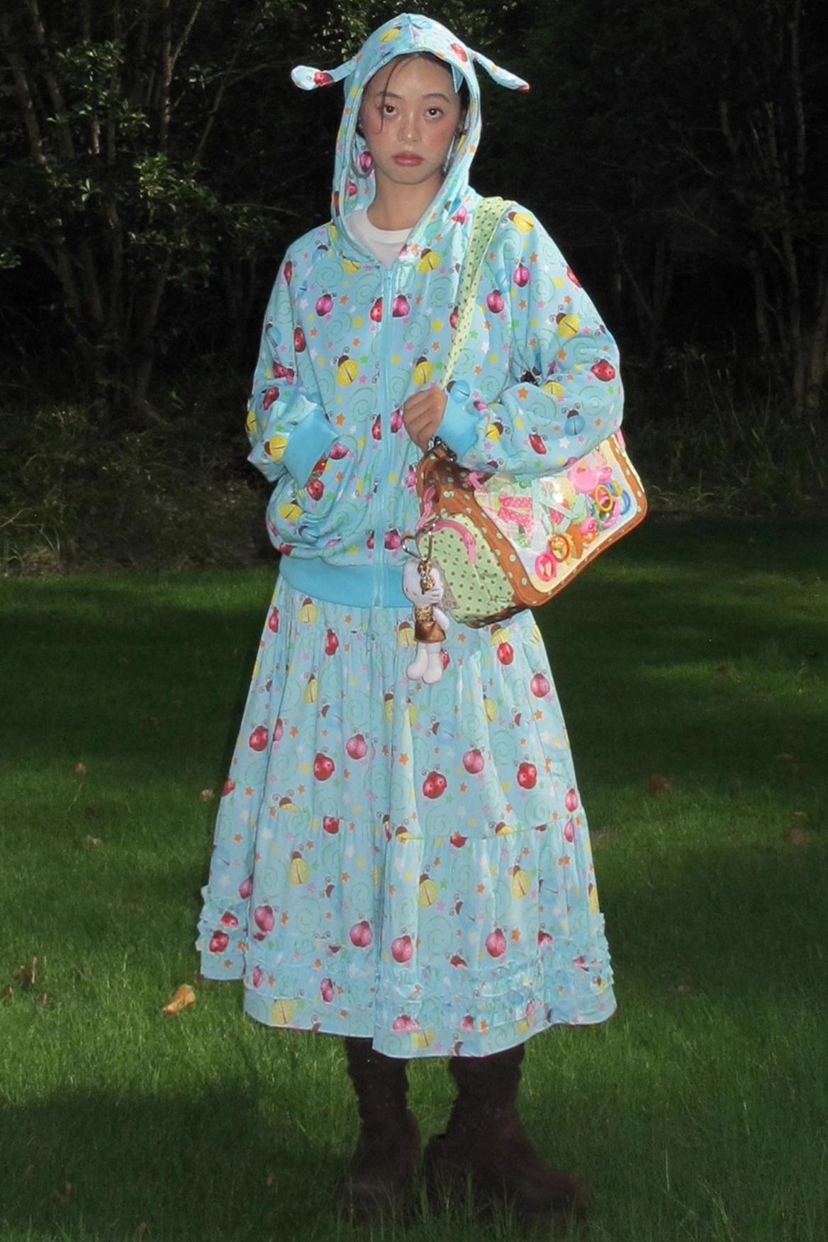 Autumn Beetle Blue Sweatshirt & Skirt Set-Up