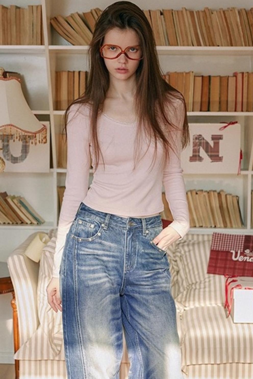 Pearl Rhinestone Wool Top