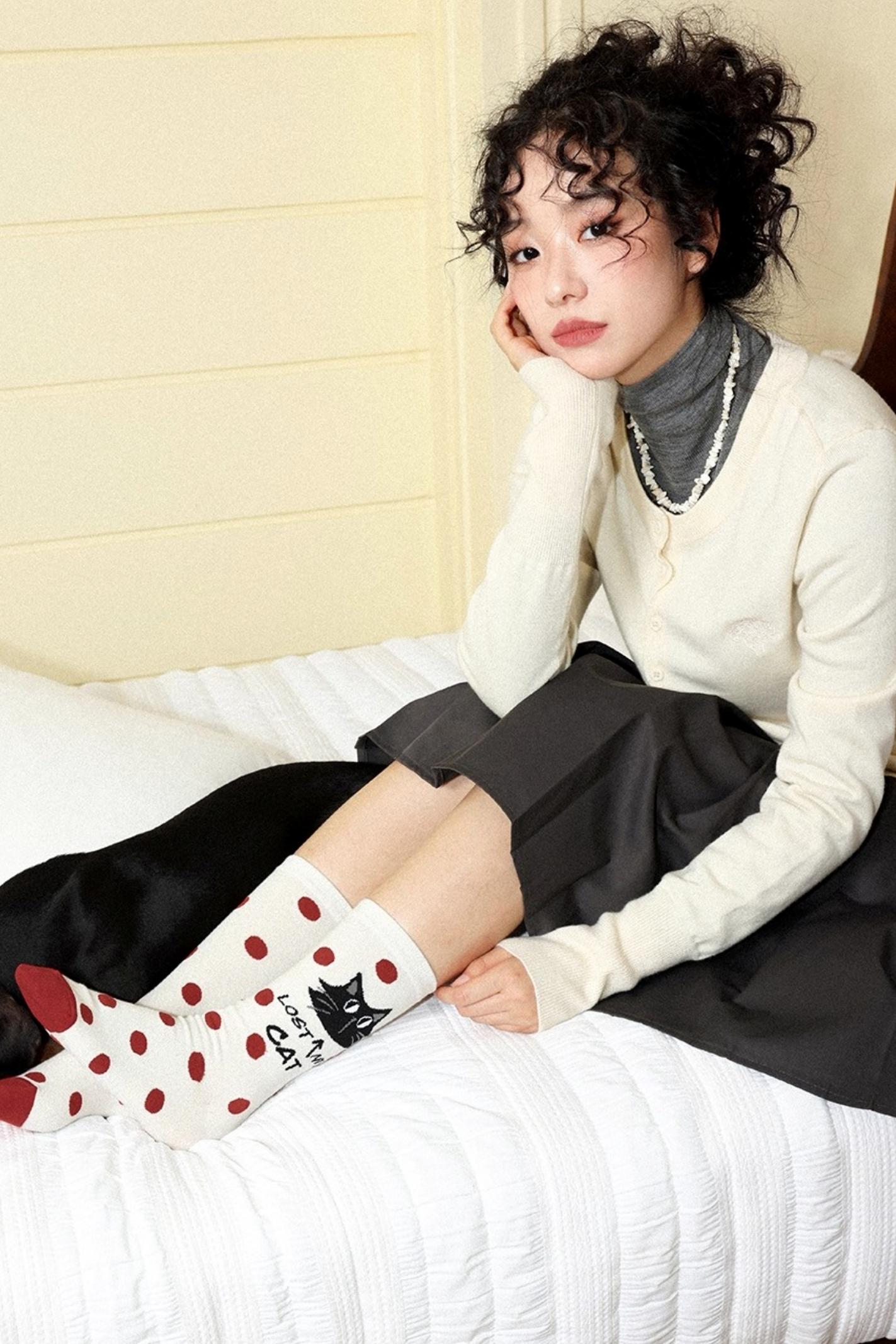 Contrasting Polka Dot Socks