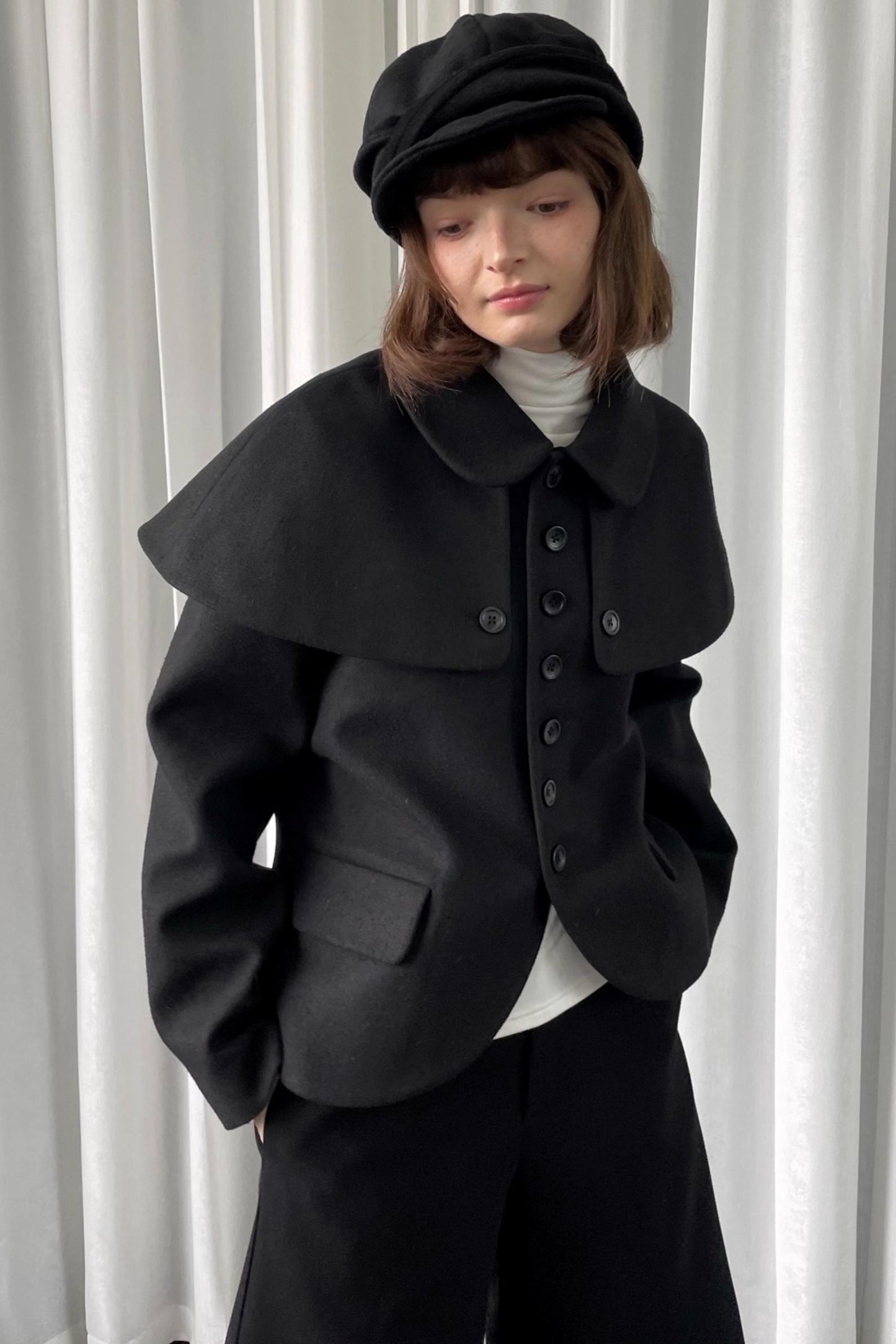Versatile Black Woolen Suit Jacket