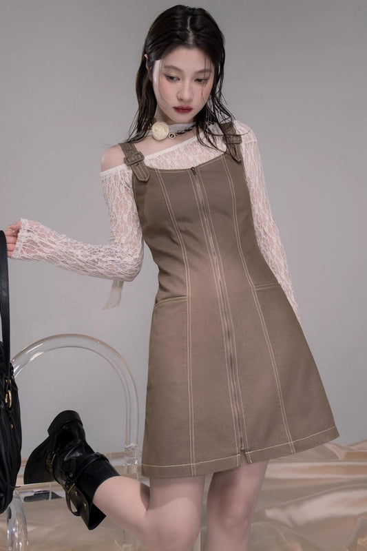 Small Waist Denim Suspender Dress