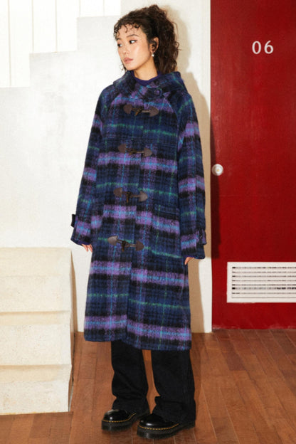 Retro Check Wool Coat Dress