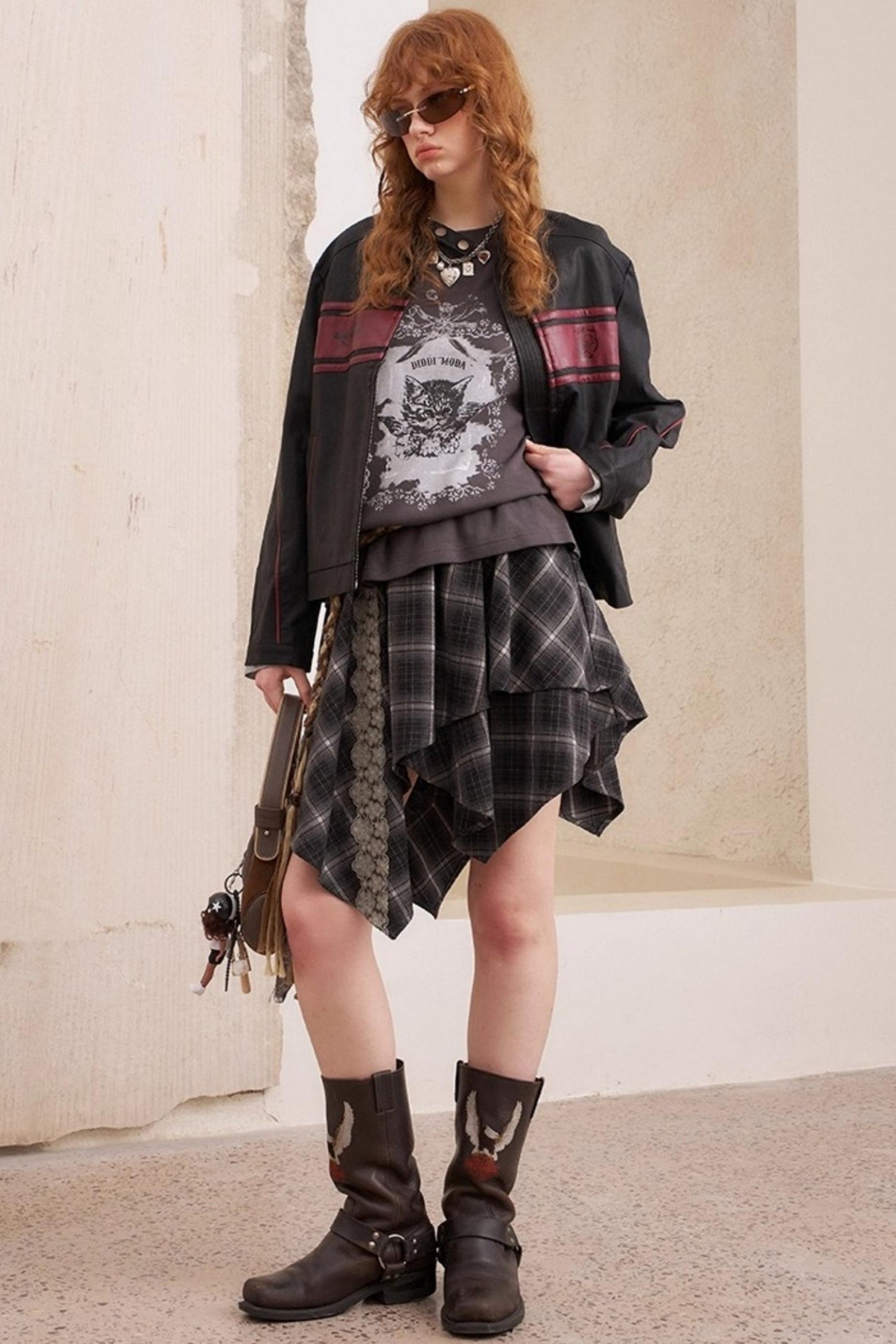 Rose Embroidered Leather Jacket