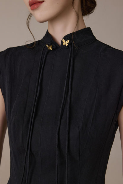 Elegant Black Cheongsam Dress