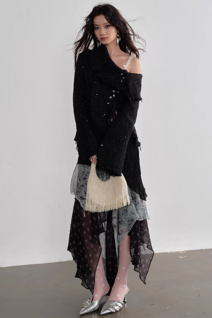 Bohemian Asymmetrical Fringe Jacket