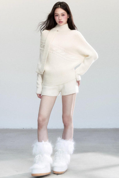 Korean Bat Sleeve Top Shorts Set-Up