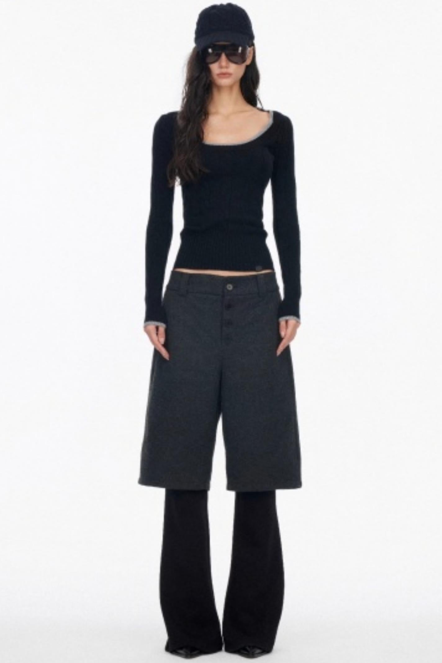 High-End Layered Bootcut Pants