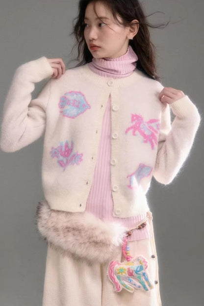 Color-Blocked Wool Blend Cardigan