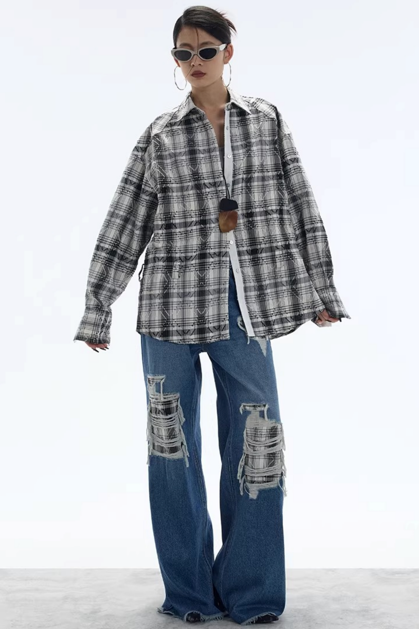 Plaid Checkered Shirt Jacket