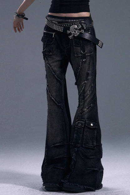 Casual Distressed Punk Bootcut Jeans