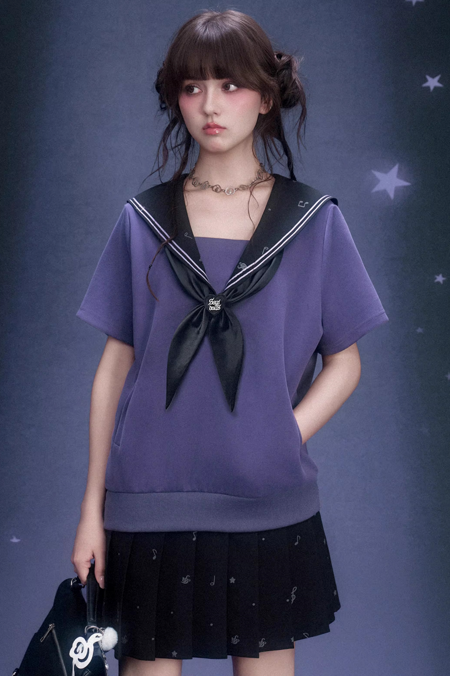 Deep Purple Sailor Collar Dress