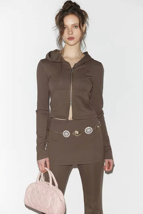 Heart Embroidery Hooded Sweatshirt Set-Up