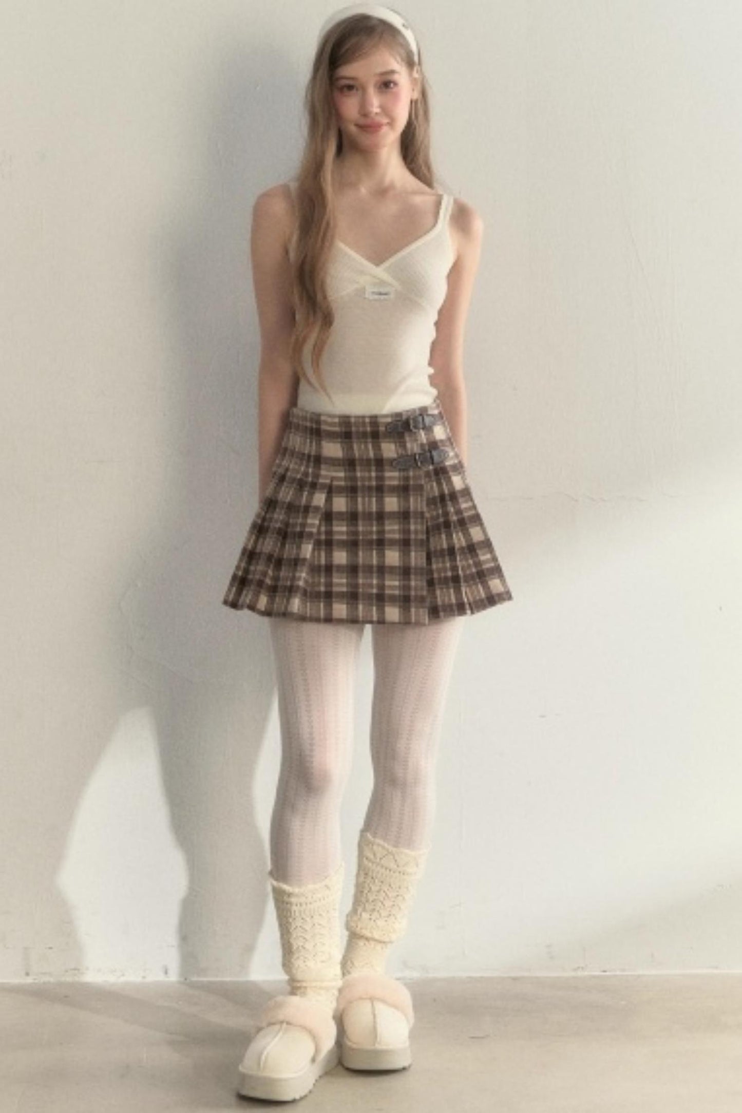 Retro Plaid Pleated Skirt