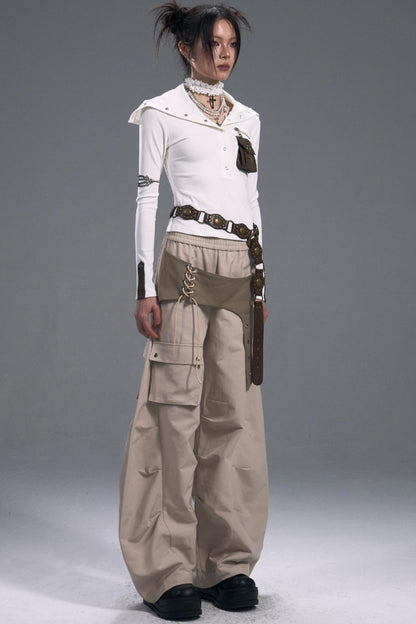 Vintage Lace-Up Cargo Pants