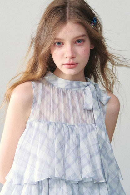 Light Blue Gingham Tutu Dress