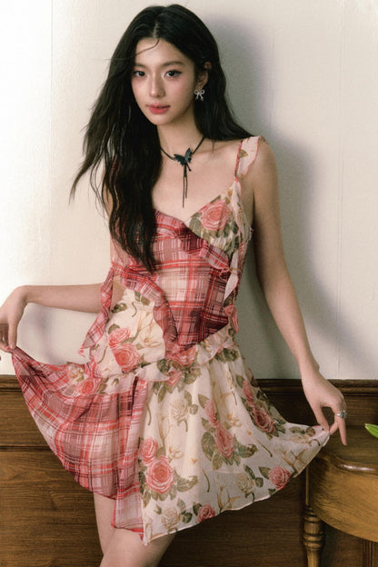 Floral Ruffle Halter Dress