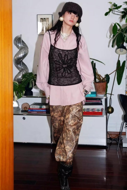 Solid Color Embroidery Vest Top