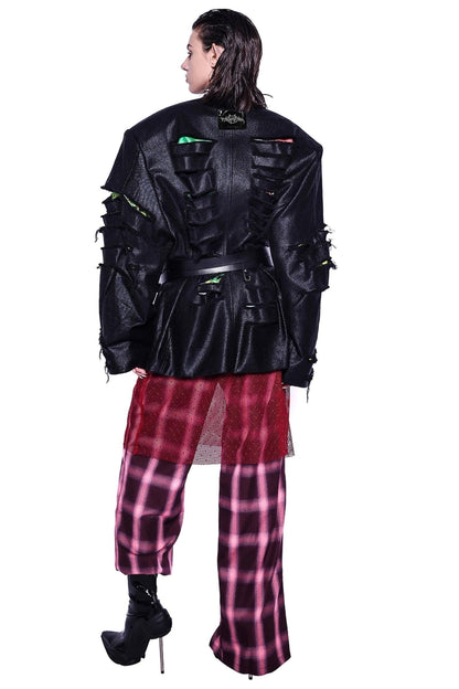 Plaid High-Waist Trousers