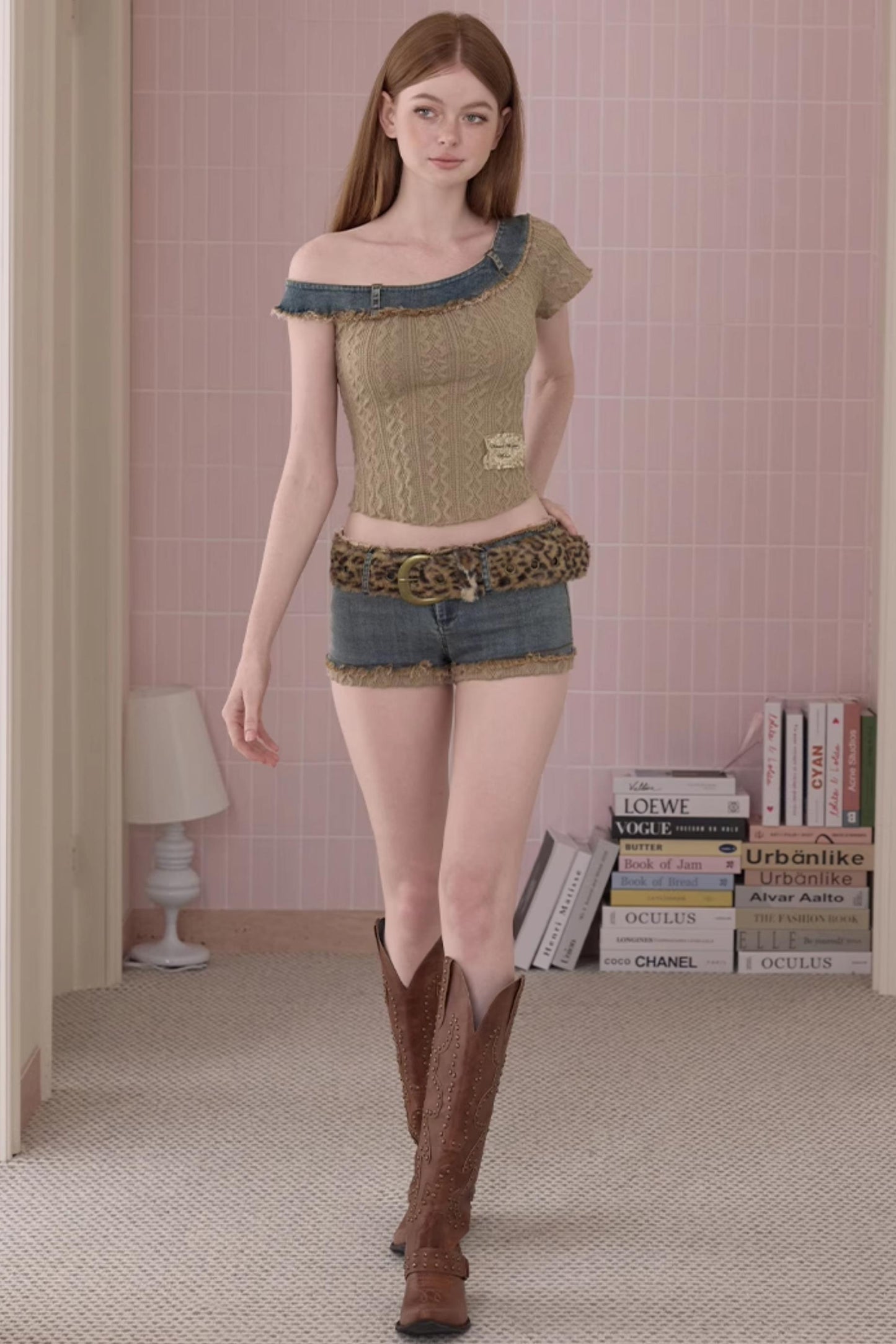 Summer Asymmetrical Denim-Knit Tee